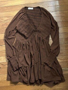Altar'd State Women's Brown Dress Ruffle Dress Size XS